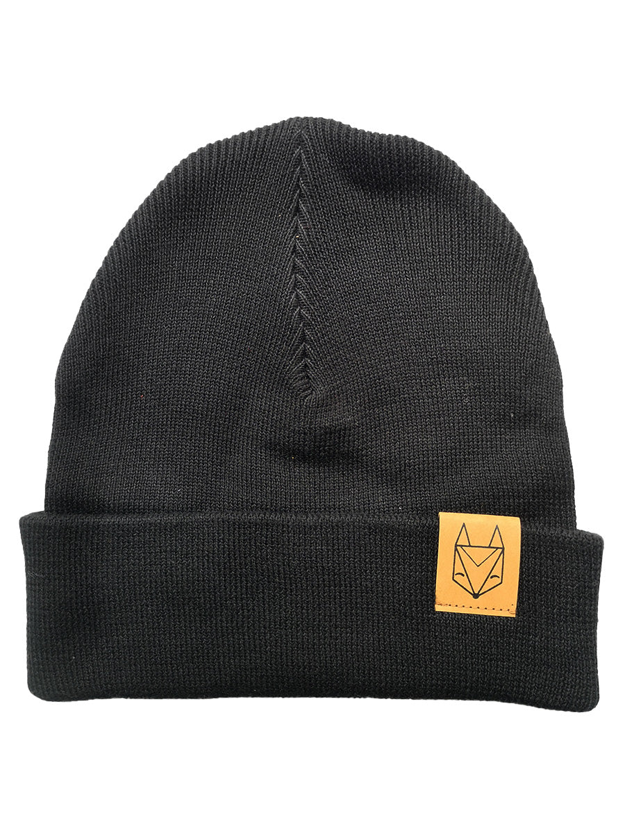 2.0 Rib Beanie - Fuchs Logo Patch klein Black