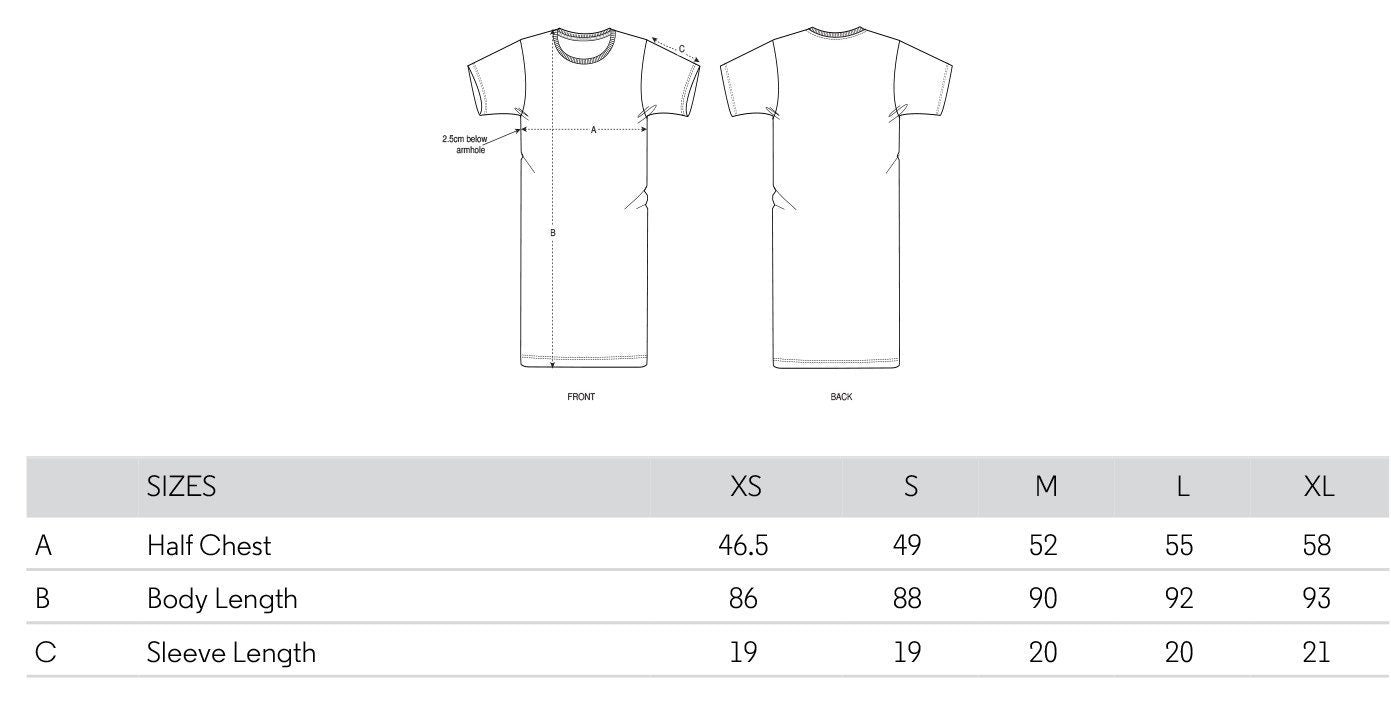 Maßtabelle Basic - T-Shirt-Kleid - Grau 