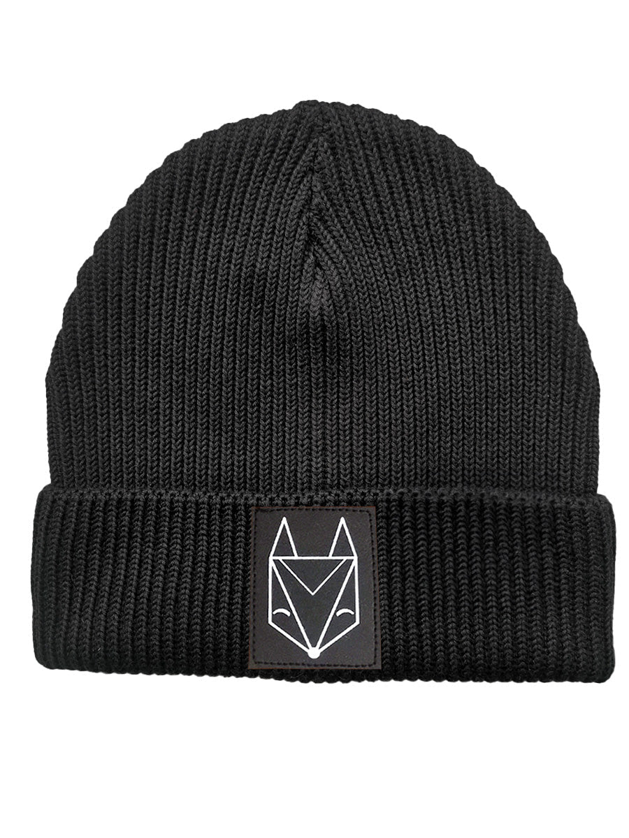 Fisherman Beanie mit Fuchs Logo Patch Black