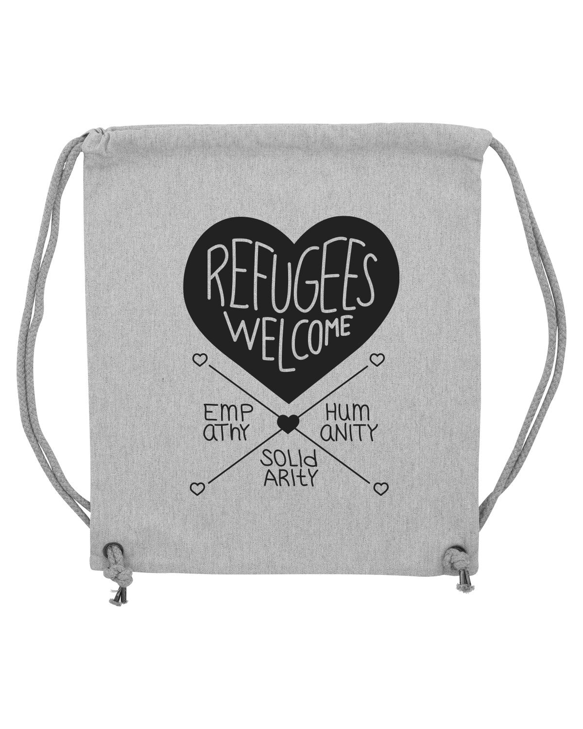 Refugees Welcome - Gymbag Rucksack Sportbeutel 