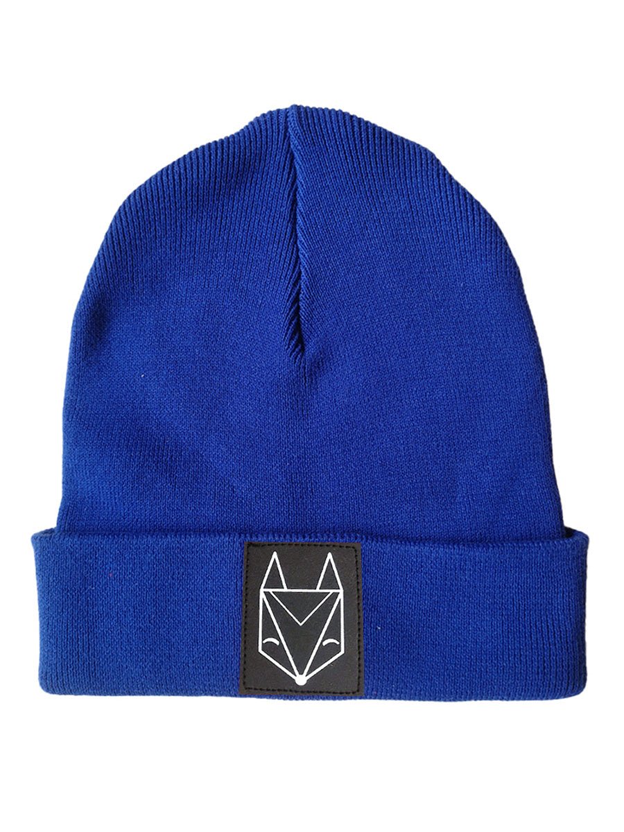 Rib Beanie mit Fuchs Logo Patch Blau