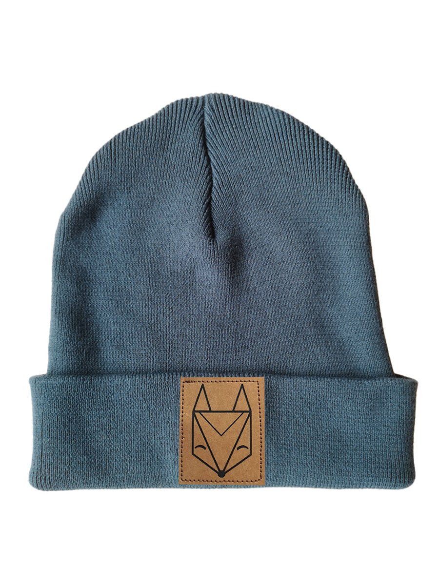 Rib Beanie mit Fuchs Logo Patch petrol