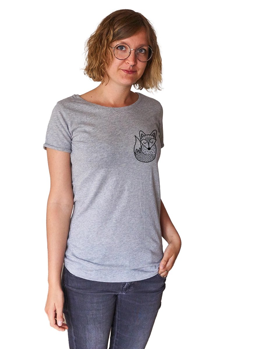 Kleiner Fuchs - Frauen T-Shirt - grau - Róka - fair clothing