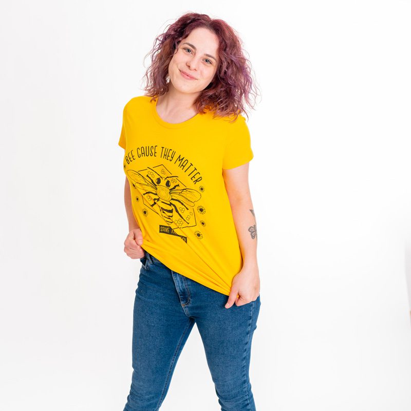 "BEEcause they matter" Gelb - Frauen T-Shirt - Róka - fair clothing