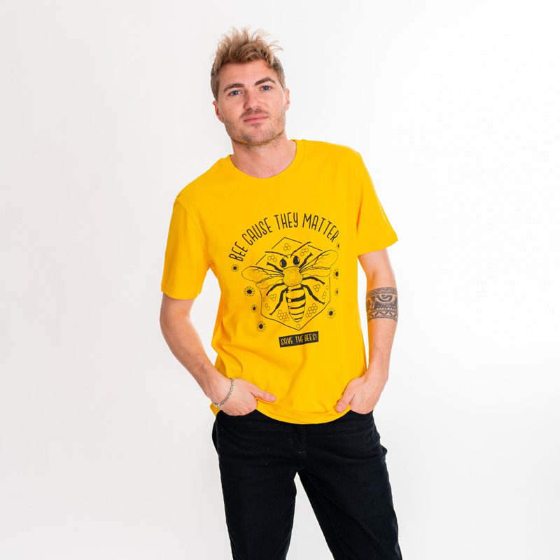 "BEEcause they matter" Gelb - Männer T-Shirt - Róka - fair clothing