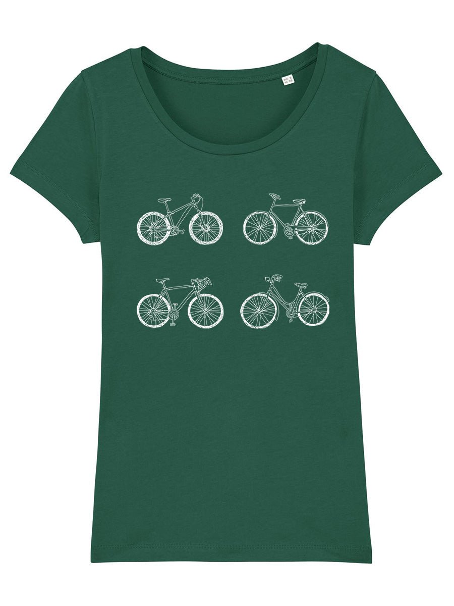Frauenshirt mit Fahrrädern - dunkelgrün - Róka - fair clothing