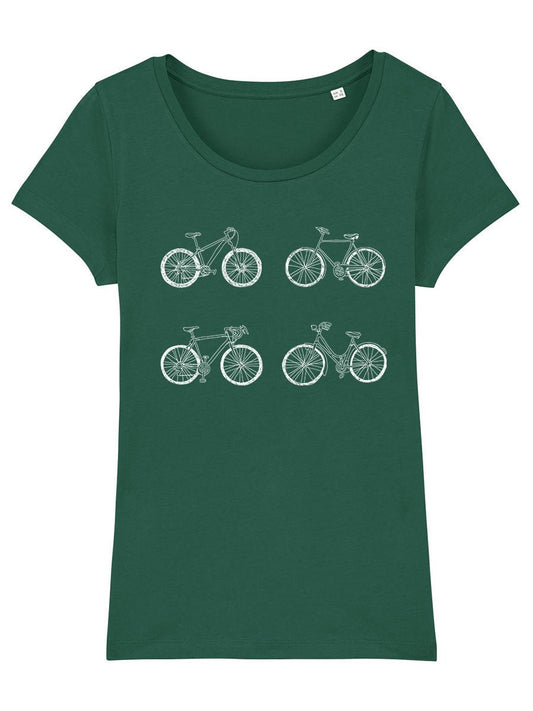 Frauenshirt mit Fahrrädern - dunkelgrün