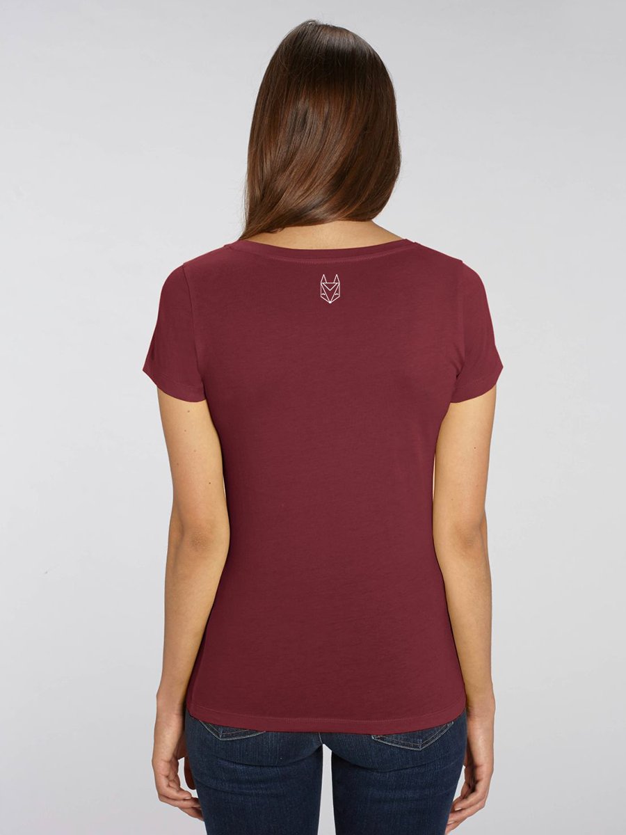 Frauenshirt mit Róka Logo - burgund - Róka - fair clothing