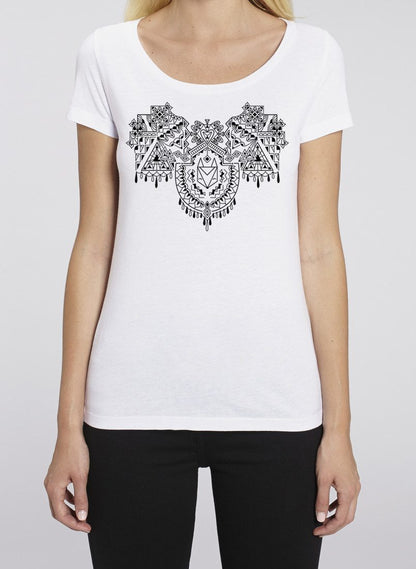 Mandala Fuchs - weiß - Frauen T-Shirt - Róka - fair clothing